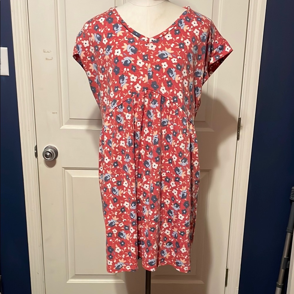 Como Vintage Orange Pink Dolman Sleeve V-Neck Sundress